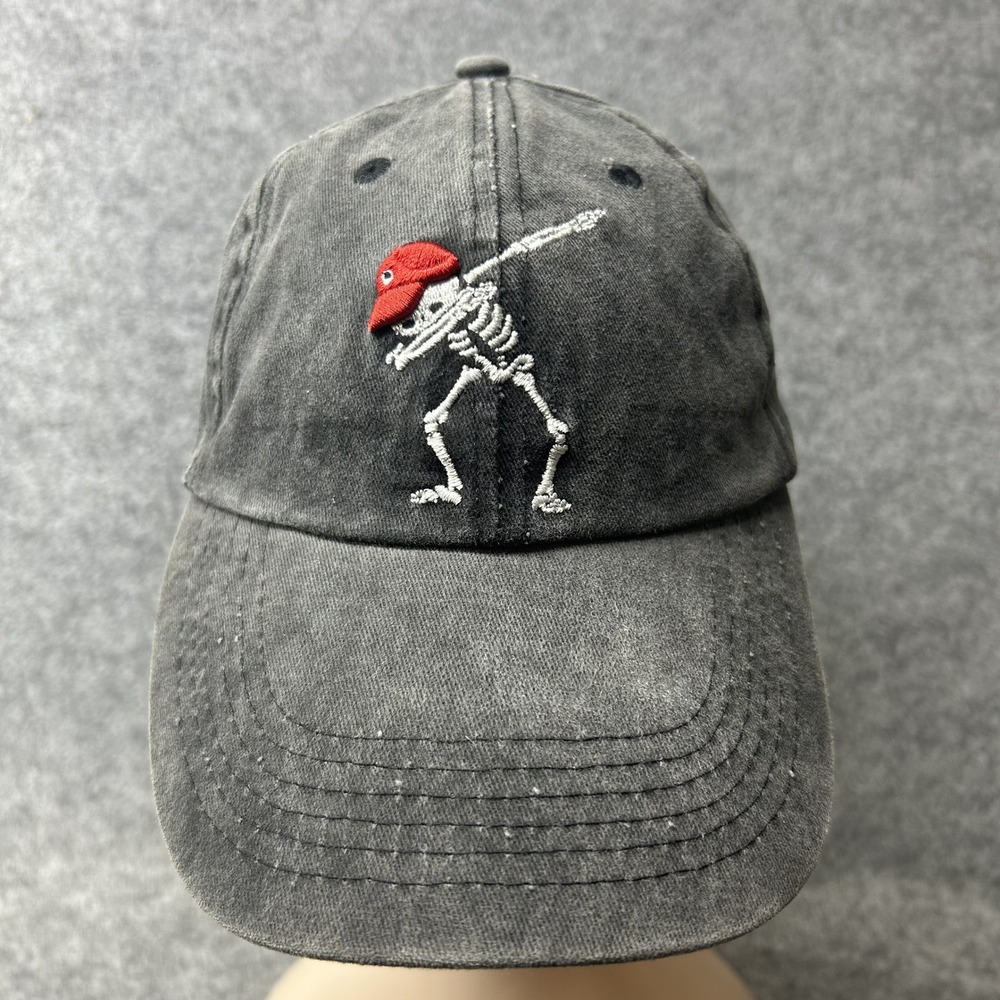 SOL Dabbing Skeleton Baseball Cap One Size Black Washed Cotton Hat